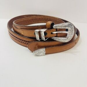 Tony Lama Brown Leather Basketweave Western Ranger Belt W/Buckle SZ 46